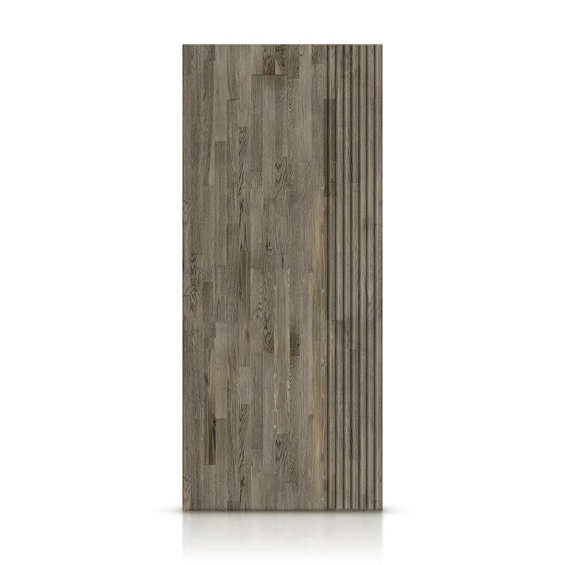 Weather Gray Textured Stained Pine Wood Slab Door, 36" x 84"
