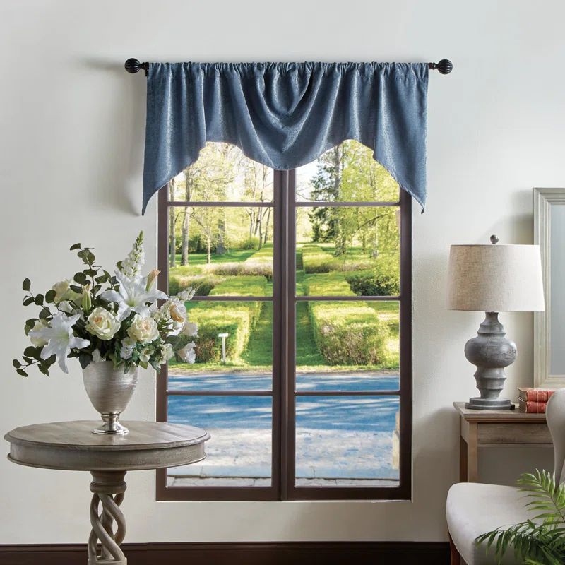 Blue Chenille Rod Pocket Valance, 72"