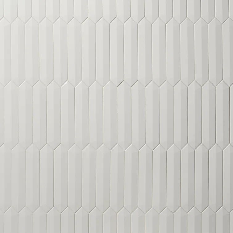 White Polished Ceramic Hexagonal Wall Tile, 3x13 inches