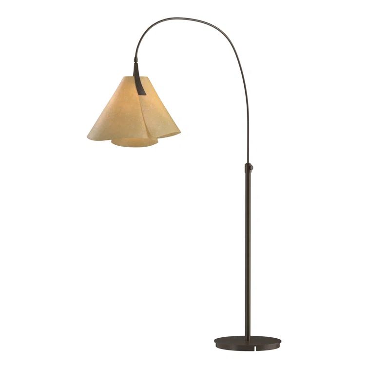 Elegant Arc Dark Smoke Floor Lamp with Spun Amber Shade