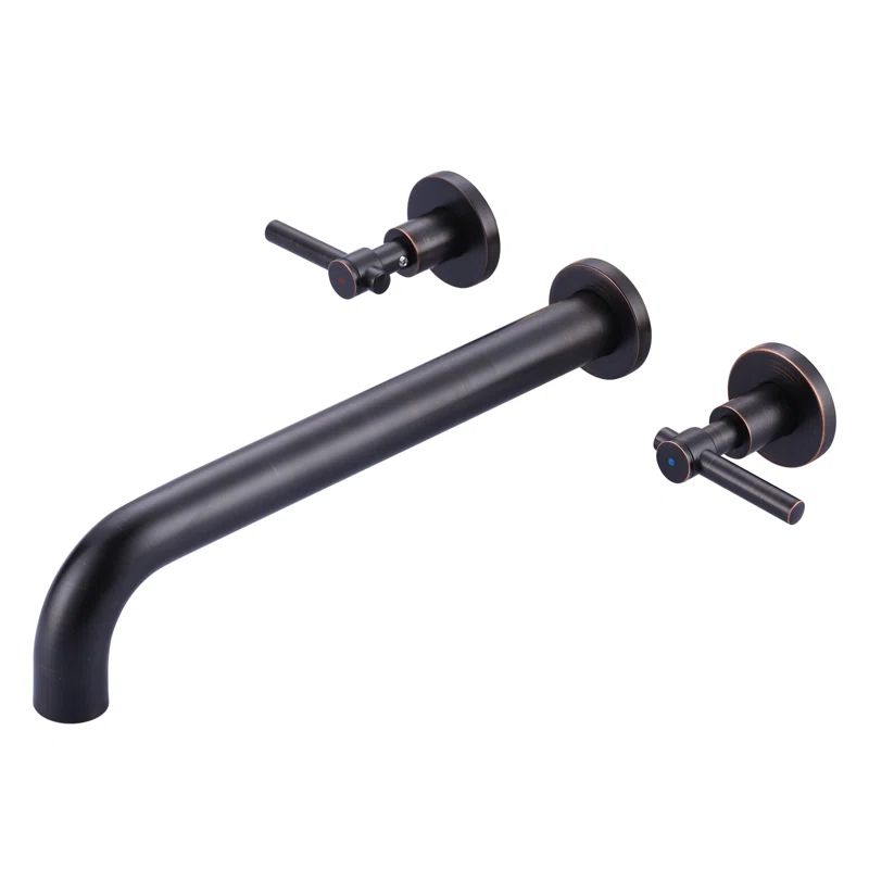 Oil Rubbed Bronze Double Handle Wall Mount Tub Faucet