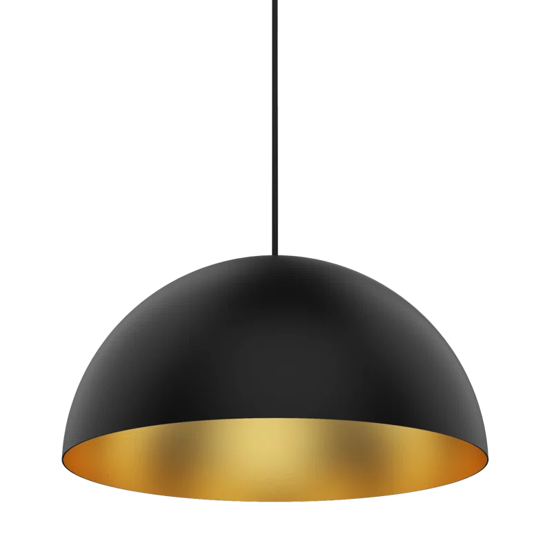 Black and Gold Aluminum LED Indoor/Outdoor Bowl Pendant Light