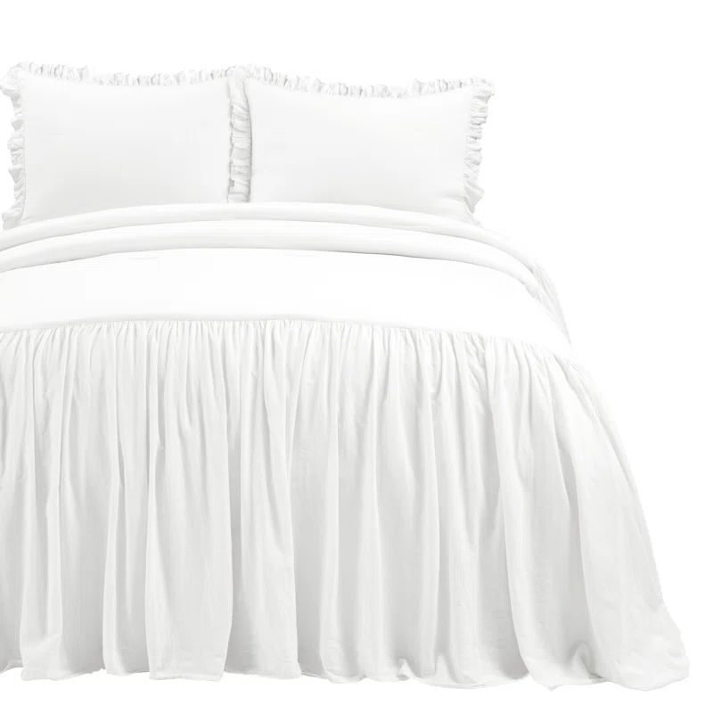White Full/Queen Belgian Flax Linen Cotton Bedspread Set