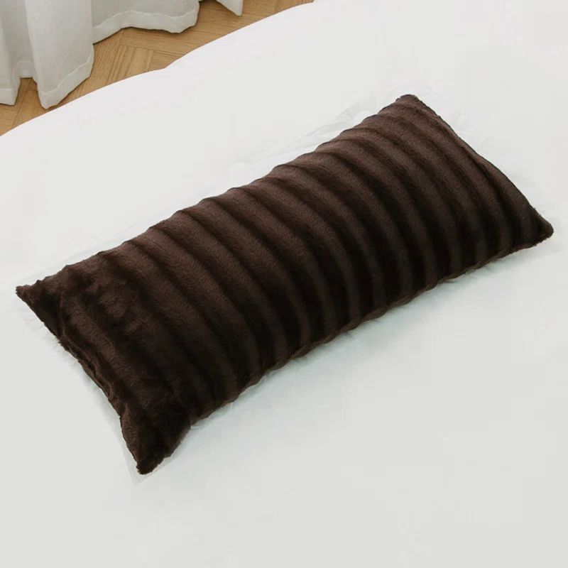 Chocolate Brown Faux Fur Rectangular Body Pillow