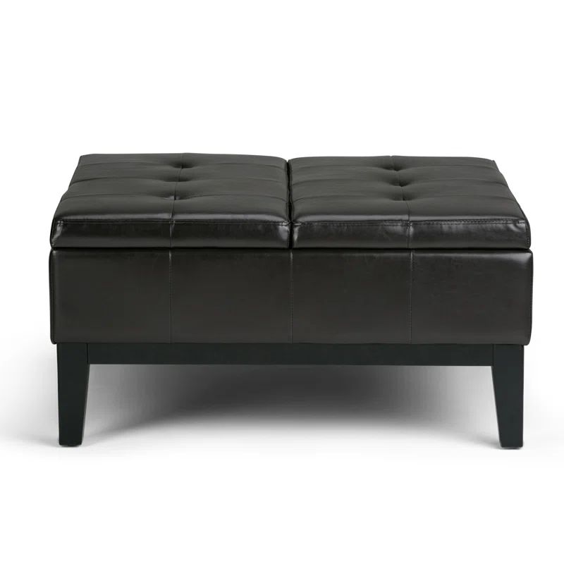 Tanner's Brown Faux Leather Tufted Storage Ottoman