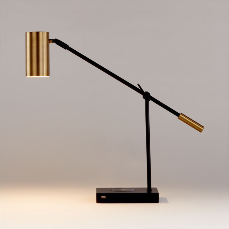 Adesso Collette Adjustable Black Desk Lamp with Qi Wireless Charging