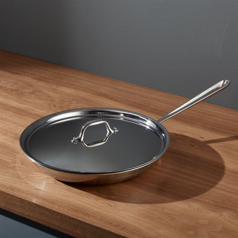 12.5" Stainless Steel Non-Stick Fry Pan with Lid