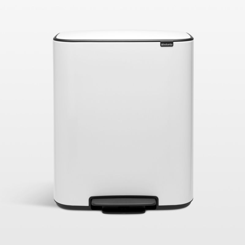 White Plastic Fingerprint Resistant Pedal Trash Can, 16 Gallon