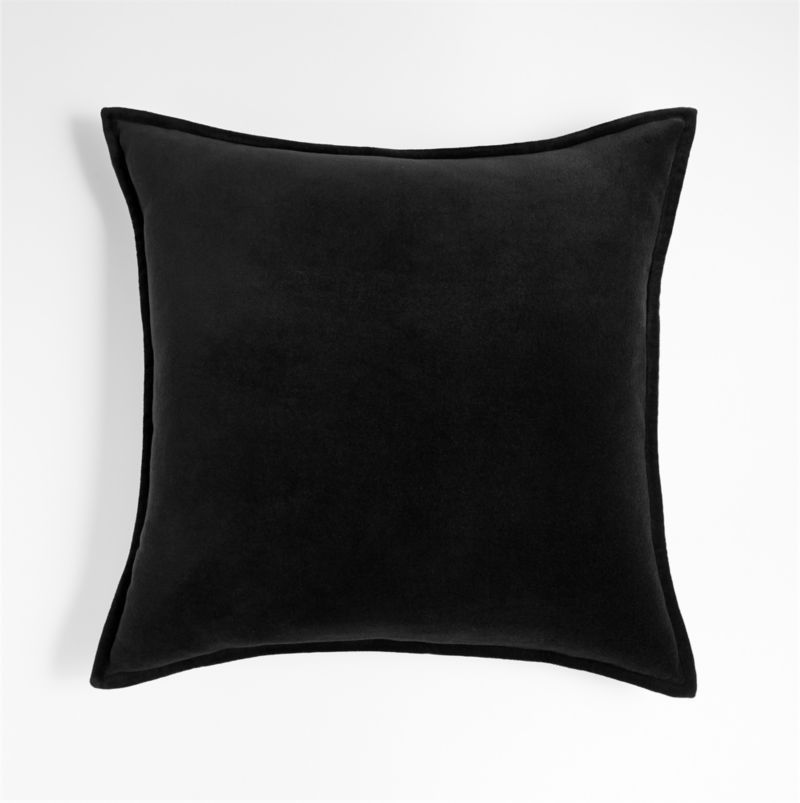 Onyx Black 20'' Cotton Velvet Throw Pillow