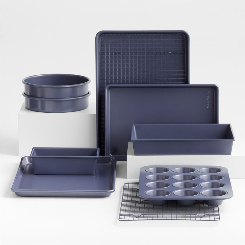 Slate Blue Carbon Steel 10-Piece Non-Stick Bakeware Set