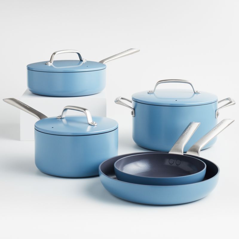 Denim Blue Ceramic Nonstick 8-Piece Cookware Set