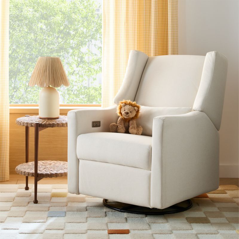 Eco-Weave Cream Performance Swivel Recliner Armchair with USB