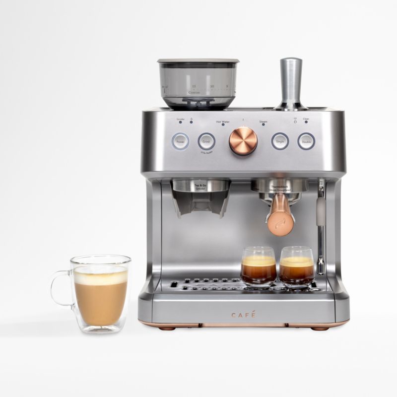 Steel Silver Semi-Automatic Espresso Machine with Built-In Grinder