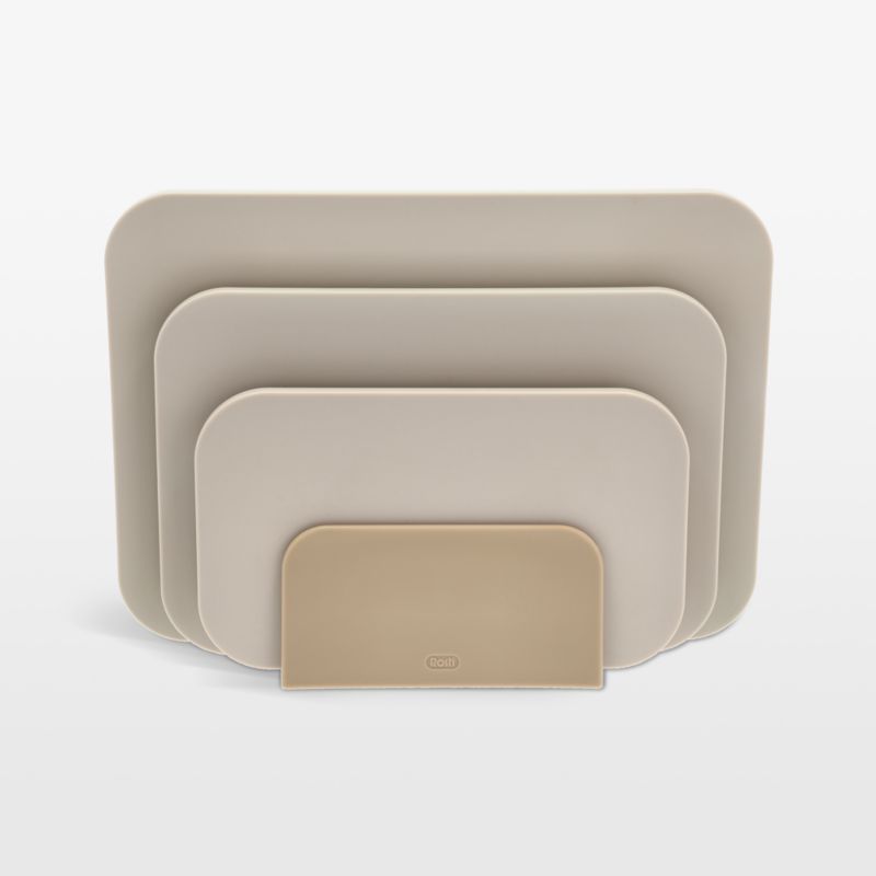 Beige Plastic Rectangular Cutting Board Set with Holder