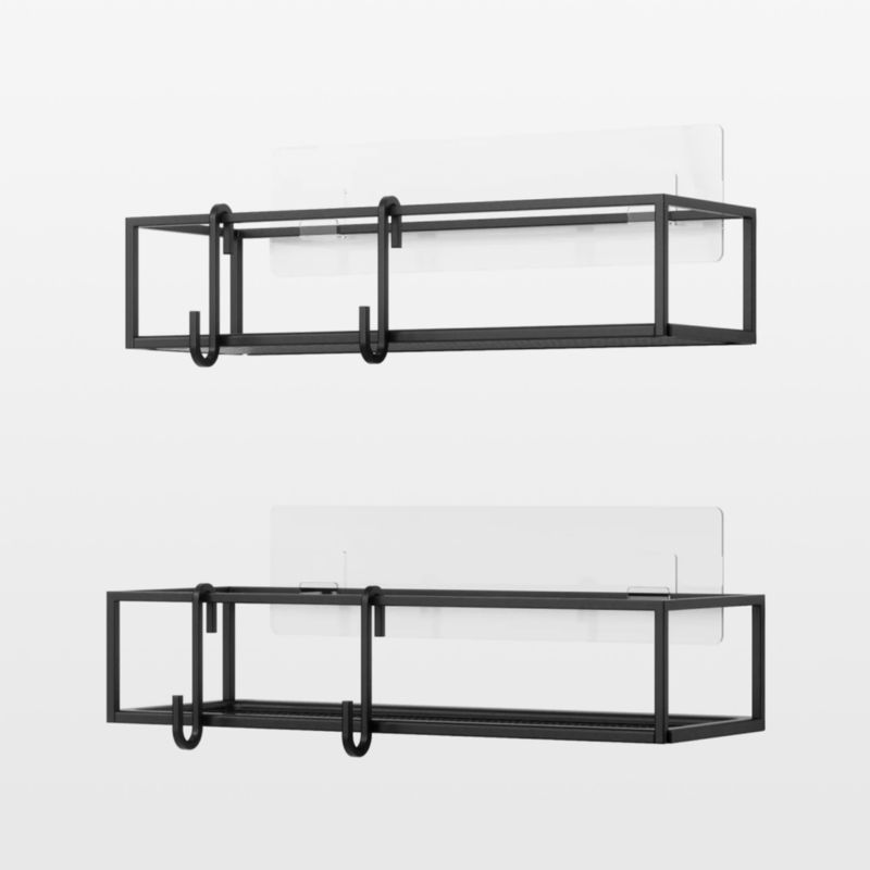 Black Iron Suction Mount Shower Caddy Set