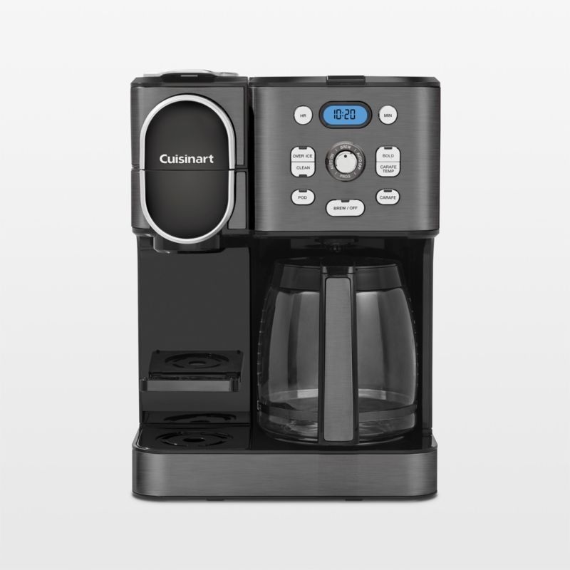 Black Stainless Steel 2-in-1 Coffee Maker with Glass Carafe