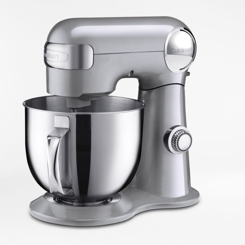 Brushed Chrome 5.5-Qt Die-Cast Metal Stand Mixer with Stainless Steel Bowl