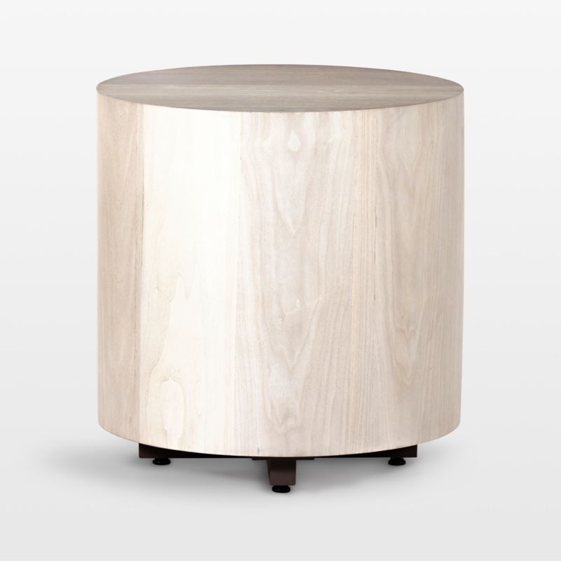 Contemporary Ashen Walnut and Beige Pine 20" Round Drum Table
