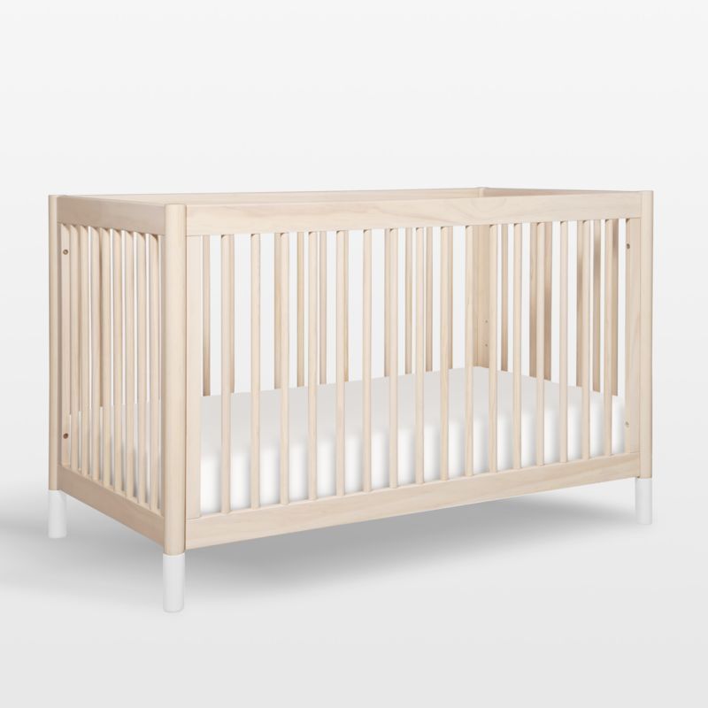 Washed Natural and White Pine 4-in-1 Convertible Toddler Crib