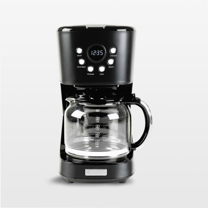 Haden 12-Cup Programmable Black and Chrome Drip Coffee Maker