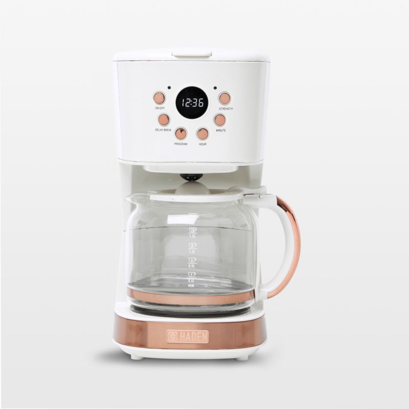 Ivory and Copper 12-Cup Programmable Coffee Maker with Glass Carafe