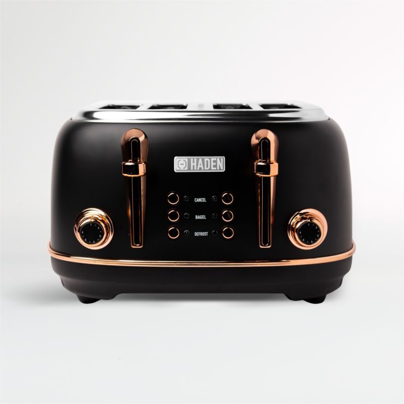 Heritage Black and Copper Stainless Steel 4-Slice Toaster with Wide Slots