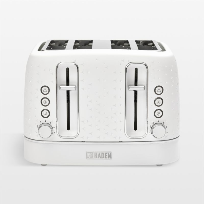 Haden Starbeck Bright White Stainless Steel 4-Slice Wide Slot Toaster