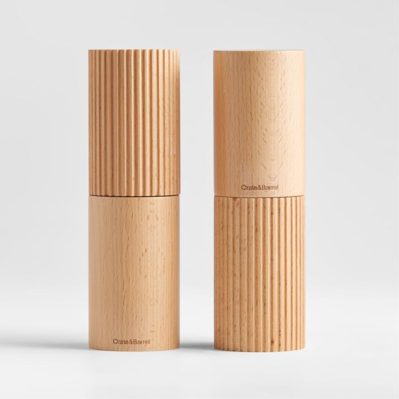 Beechwood Sculptural Salt and Pepper Mill Set