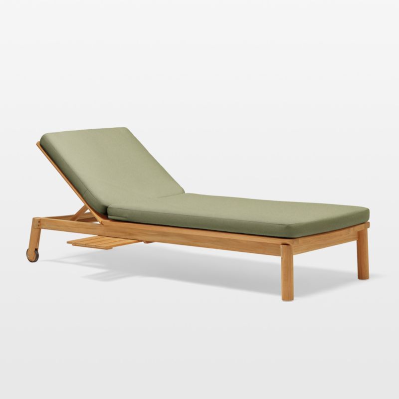 Heritage Leaf Sunbrella Teak Outdoor Chaise Lounge with Cushions