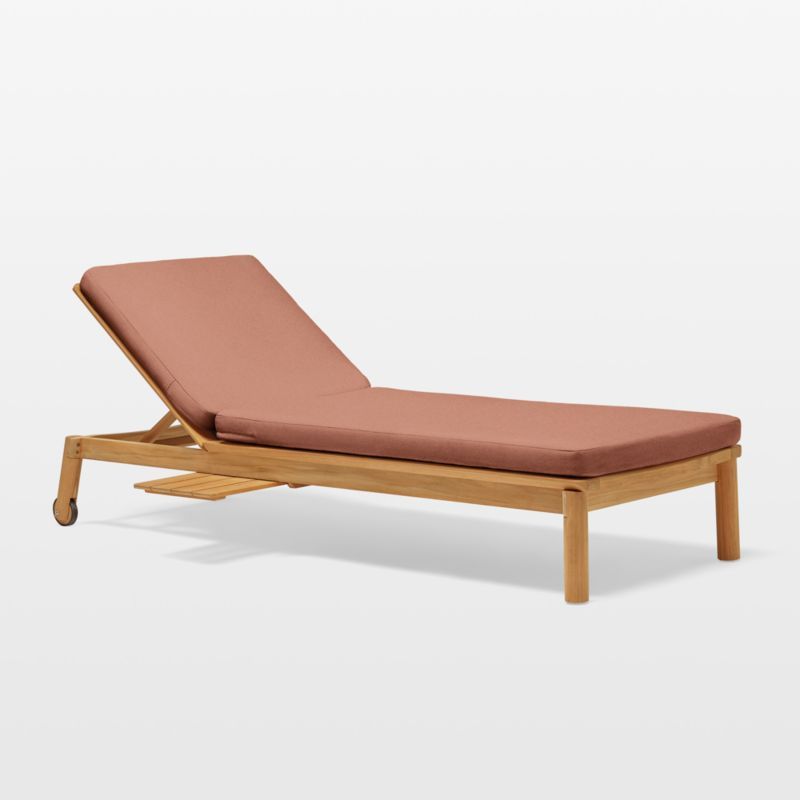 Heritage Rust Sunbrella Teak Outdoor Chaise Lounge with Cushions