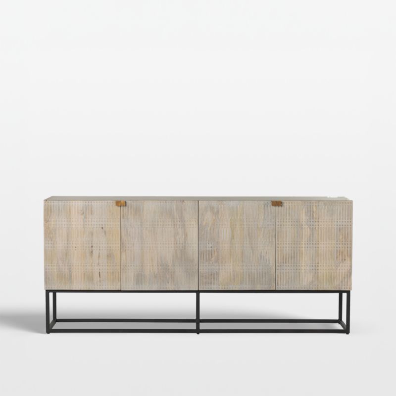 Kelby Light Wash Mango Wood Bar Cabinet with Iron Base