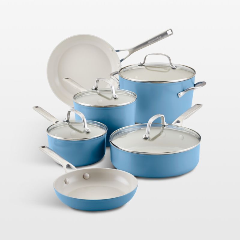 Blue Velvet Hard Anodized Ceramic Nonstick 10-Piece Cookware Set