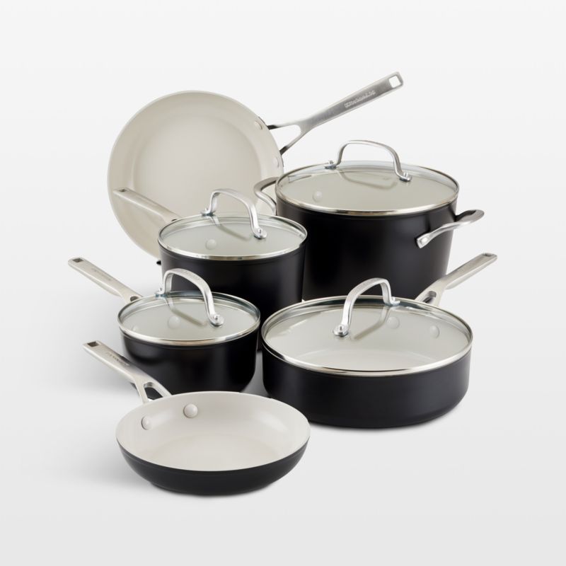 Matte Black 10-Piece Ceramic Nonstick Cookware Set with Stainless Steel Handles