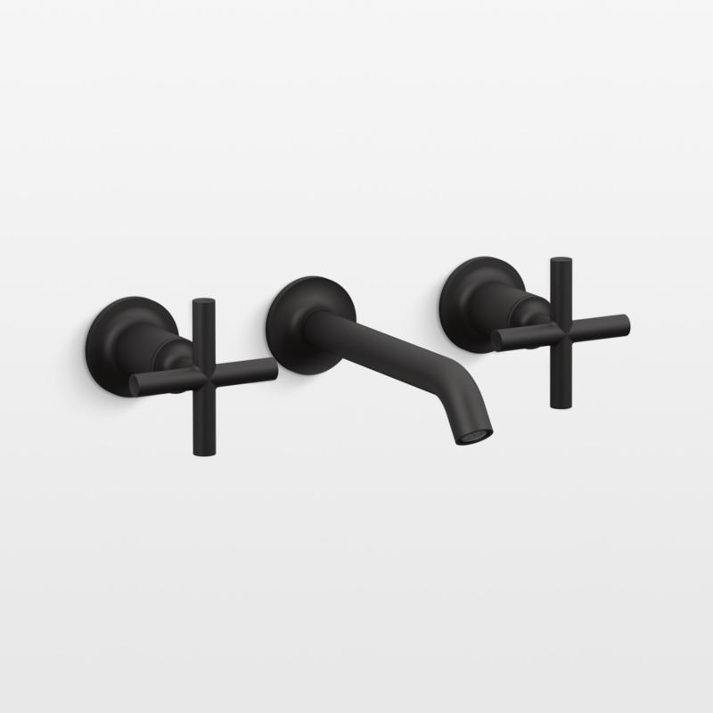 Purist Matte Black 7" Widespread Wall-Mount Bathroom Faucet