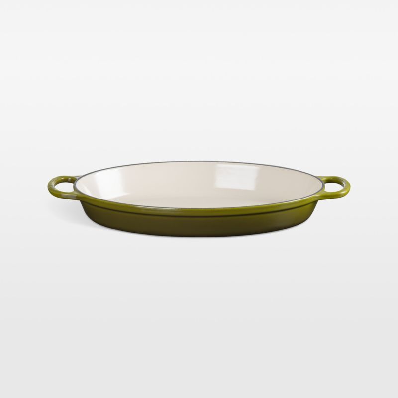 Olive Enameled Cast Iron 3-Qt Oval Baker with Handles