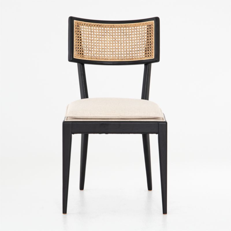 Libby Ebony Nettlewood and Natural Cane Dining Chair with Linen Cushion