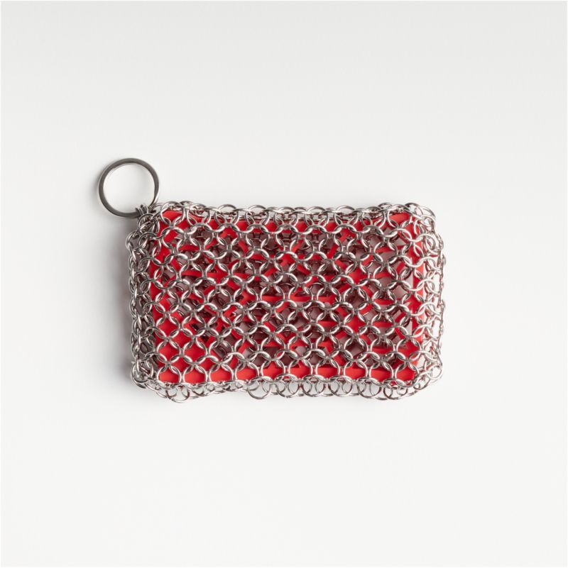 Red and Silver Heavy Duty Stainless Steel Scrubbing Pad