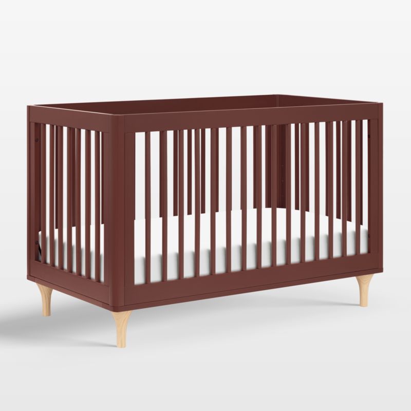 Crimson and Natural Pine 3-in-1 Convertible Crib with Toddler Rail