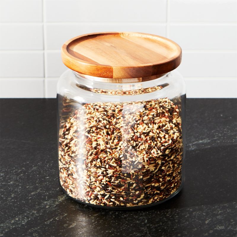 Clear Glass 96oz Storage Jar with Acacia Lid