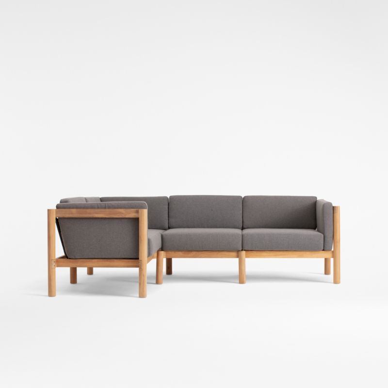 Haven 4-Piece Teak and Gray Sunbrella Outdoor Sectional