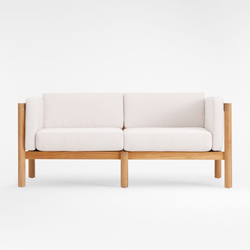 Haven Teak Outdoor Loveseat with Canvas Sunbrella Cushions