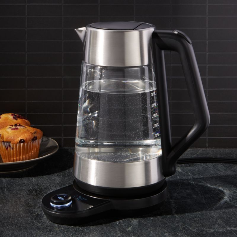 Clear Glass and Stainless Steel Adjustable Temperature Electric Kettle