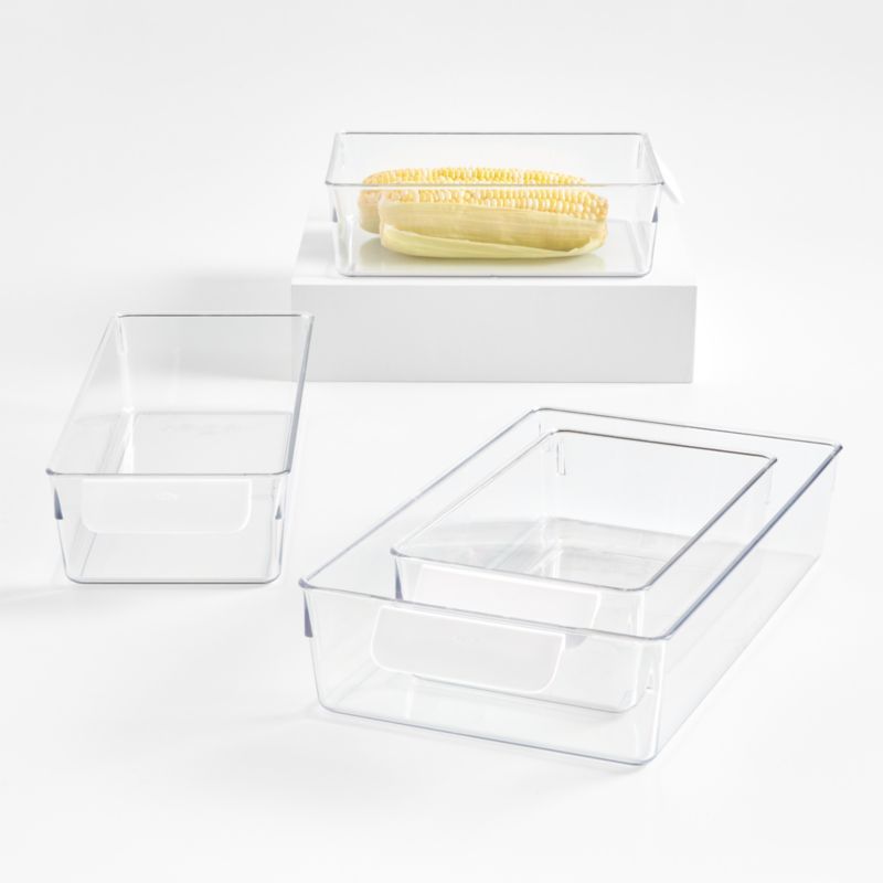 Clear 4-Piece Rectangle Refrigerator Bin Set