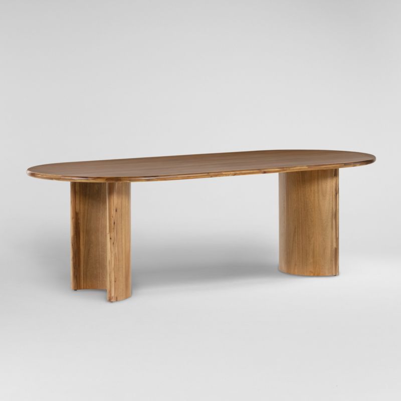 Crescent Mid-Century Modern Oval Sandy Acacia Dining Table