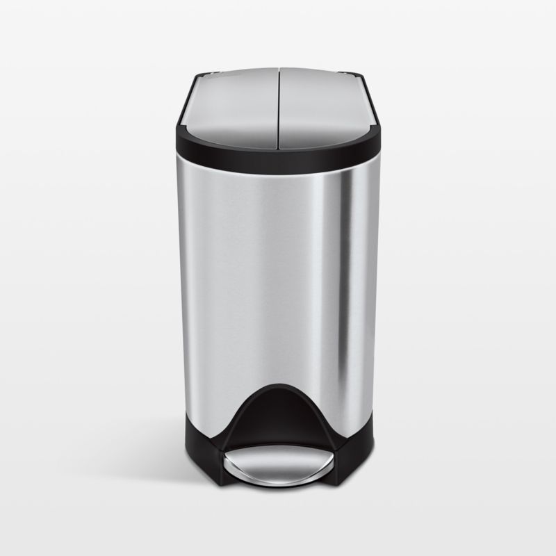 Brushed Stainless Steel Butterfly Lid Bathroom Trash Can, 2.6 Gallon