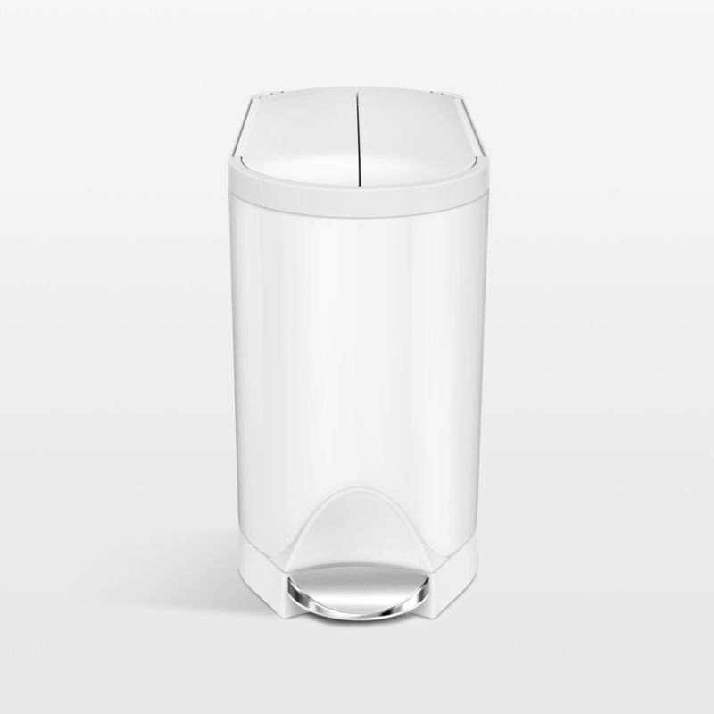White 10L Butterfly Lid Stainless Steel Step Trash Can