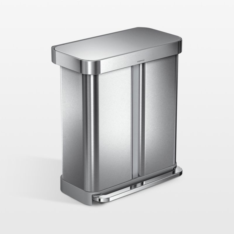 Brushed Stainless Steel Dual Compartment Kitchen Step Trash Can