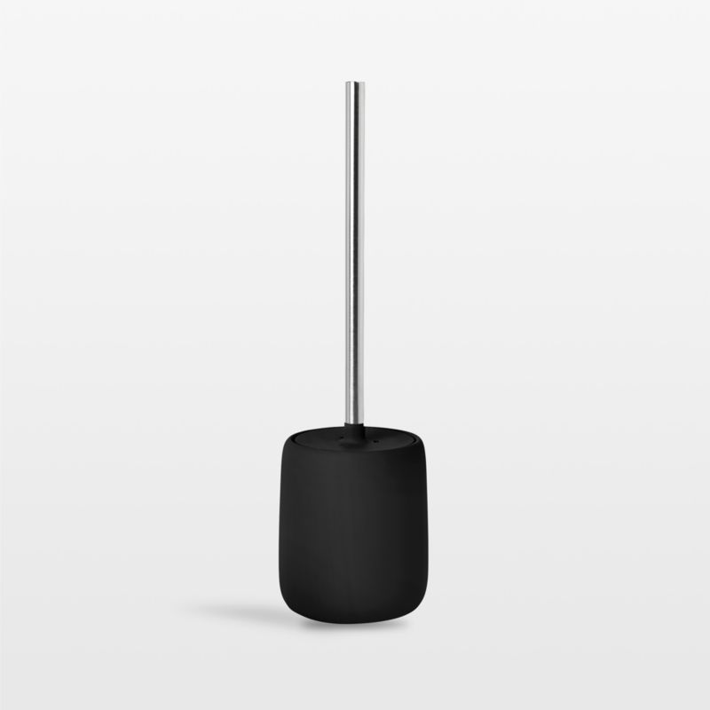 Black Ceramic and Stainless Steel Toilet Brush Holder Set