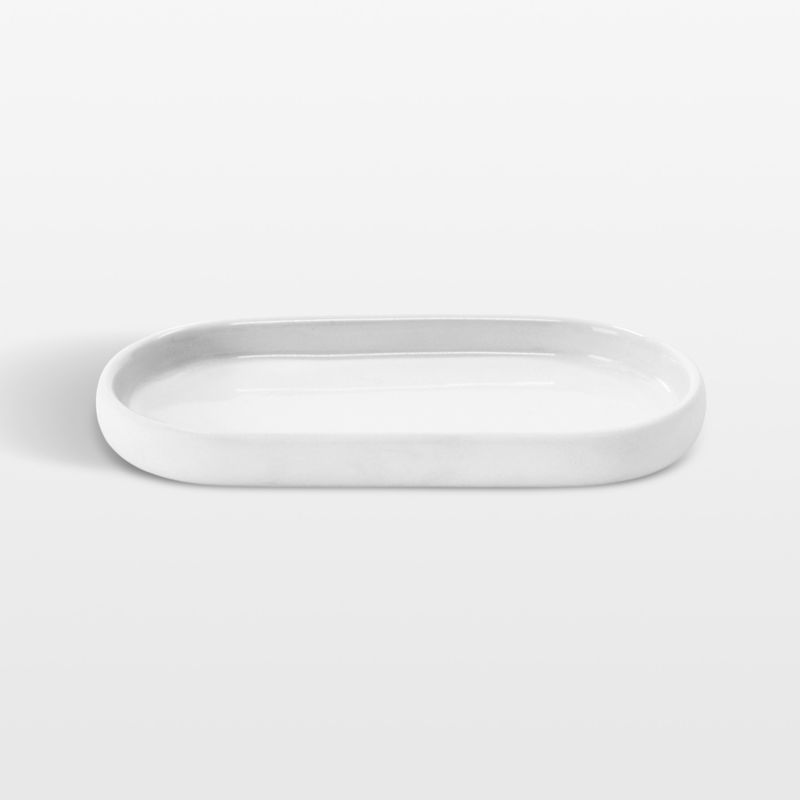 Sono Soft-Touch White Matte Oval Ceramic Bathroom Tray