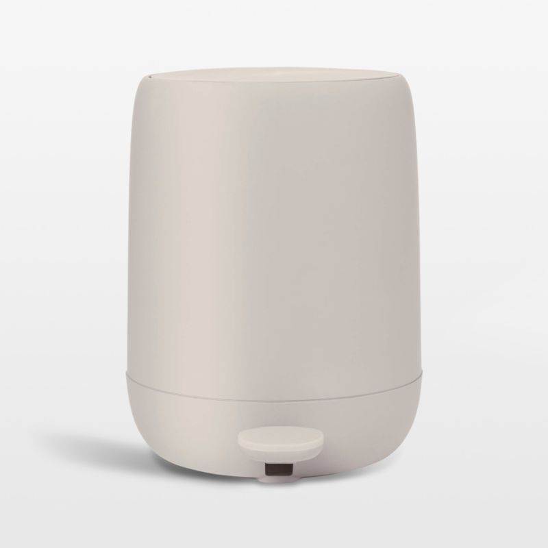 Cream Soft-Touch Plastic Pedal Trash Can, 1.3 Gallon
